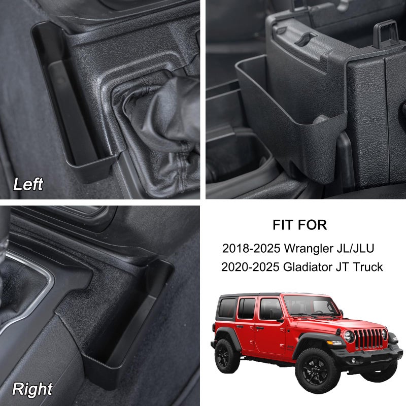 PIMCAR 2-Piece Upgrade Tray Organizer Set for Jeep Wrangler JL/JLU (2018-2025) & Gladiator JT (2020-2025) - Gear Shift Side and Center Console Hanging Storage Box, Durable Interior Accessories - Image 2